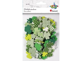 Naklejki piankowe koniczyny zielone 5 wzorów 32x32/25x25/20x18mm 90szt. TITWLK26