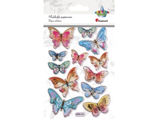 Naklejki wypukłe motyle złocone mix kolorów i rozmiarów 12szt.
