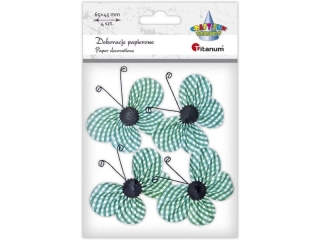 Dekoracje samoprzylepne papierowe motyle 65x45mm w biało-zieloną kratkę 4szt. TITWLK