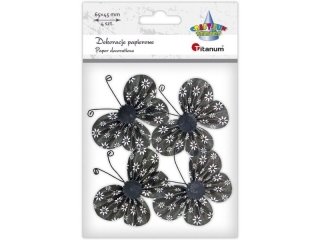 Dekoracje samoprzylepne papierowe motyle 65x45mm ciemnobrązowe w kwiatki 4szt. TITWLK