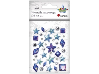 Krysztaki samoprzylepne mix tonacja niebieska gwiazdki 18x18/14x14mm, okrge O8/6mm, pereki O4mm, szafiry kwadratowe 14x14mm i romby 11x19/6x12mm 3