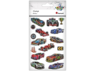 Naklejki wypukłe samochody wyścigowe hologram 16szt.