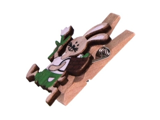 Klamerki drewniane z dekorem naturalne 7x35mm krlik z koszykiem pisanek i tulipanem 28x35mm 3szt. TITWLK