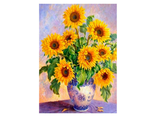 Mozaika diamentowa 5D 40x30cm S�ONECZNIKI W WAZONIE pionowa
