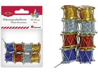 Zawieszki b�benki plastikowe 28x32x22mm z�ote, srebrne, czerwone, niebieskie, zielone, fuksjowe 8szt.