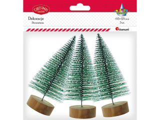 Drzewka miniaturowe plastikowe Choinki 3szt. zielone wysokość 12, 5cm, szerokość u dołu korony: 55mm