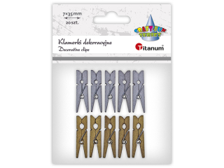 Klamerki drewniane 2 kolory 7x35mm 10szt. złote, srebrne