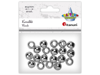 Koraliki plastikowe 13mm do nawlekania otwór 7mm srebrne 20szt.