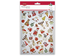 Naklejki papierowe 2 plansze świątecznie ubrane psy i koty 72szt.