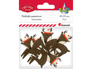 Dekoracje samoprzylepne papierowe renifery 30x40mm 5szt.