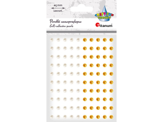 Perełki samoprzylepne O5mm białe, złote 100szt.