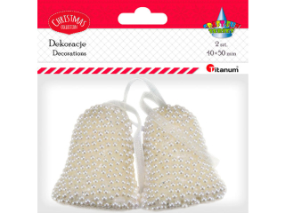 Zawieszki dzwonki 40x50mm na wst��ce satynowej oklejone pere�kami 2szt.