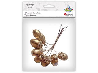Żołędzie na druciku ?18x30mm drucik ok. 100mm złote 10szt.