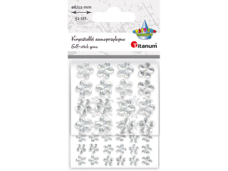 Krysztaki samoprzylepne kwiaty 12/6mm srebrne 52szt. TITWLK