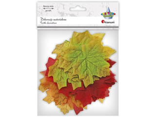 Materiałowe liście klonu 85x70mm pomarańczowe, czerwone, zielone 30szt.