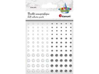 Pere�ki samoprzylepne okr�g�e O3/4/6mm bia�e, srebrne 120szt.