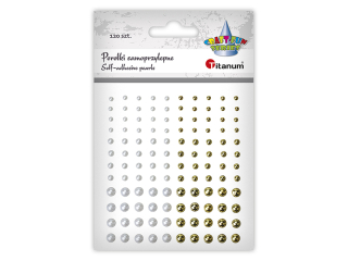 Pere�ki samoprzylepne okr�g�e O3/4/6mm bia�e, z�ote 120szt.