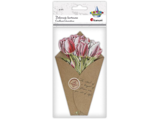 Dekoracje kartonowe Flower Letter tulipany. + koperta z kartonu kraft 100x170mm TITWLK