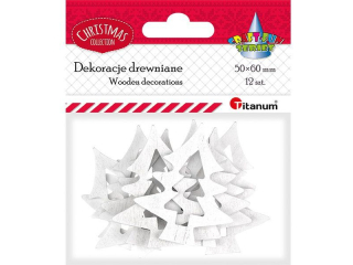 Drewniane choinki 50x60mm biae 12szt.