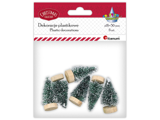Drzewka minaturowe plastikowe Choinki zielone (? u dou korony: 22mm) 45mm 6szt.