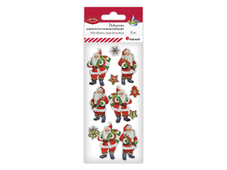 Dekoracje samoprzylepne papierowe 3D Mikoaje, gwiazdki, patki niegu 11szt.