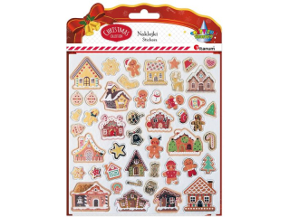 Naklejki 3D papier na filcu pierniki mix 47szt.