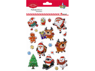 Naklejki wypuke Mikoaje, bawanki, Ciastek, pingwiny, renifer, choinka 18szt.