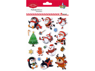 Naklejki wypuke Mikoaje, bawanki, Ciastek, pingwin, choinka 18szt.