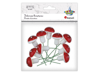 Muchomory styropianowe 30x35mm na druciku 50mm 10szt.