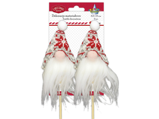 Na piku gowa skrzata 3D 65x150mm w skandynawskiej czapce z pomponem 2szt.