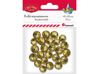 Styropianowe kule O15-20mm brokatowe zote 24szt.