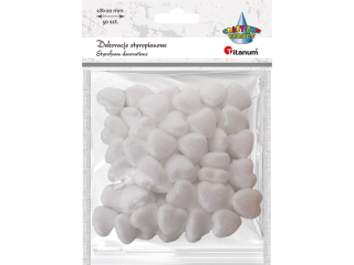 Styropianowe serca 19x19mm grubo 10mm brokatowe biae 50szt.