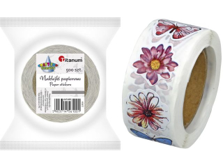 Naklejki papierowe na tamie 8 wzorw motyle, kwiaty mix rozmiarw 500szt. szeroko tamy 28mm