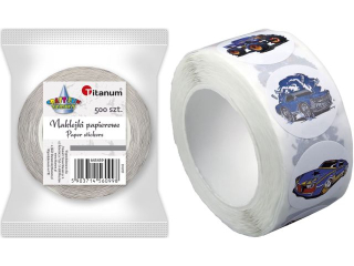Naklejki papierowe na tamie 8 wzorw samochody O25mm 500szt. szeroko tamy 28mm