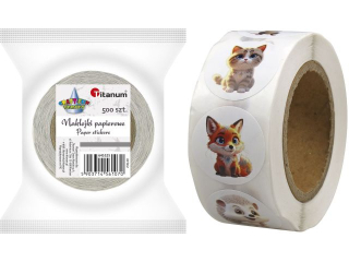 Naklejki papierowe na tamie 12 wzorw O25mm sodkie zwierztka 500szt. szeroko tamy 28mm