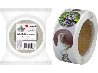 Naklejki papierowe na tamie 8 wzorw koty O25mm 500szt. szeroko tamy 28mm