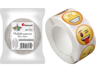 Naklejki papierowe na tamie 9 wzorw emotikony O25mm te 500szt. szeroko tamy 28mm