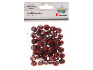 Koraliki drewniane okrge O14mm otwr O3mm lakierowane brzowe drewno 50szt.