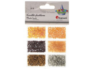 Koraliki plastikowe mix 6 rozmiarw 32g tonacja brzowa