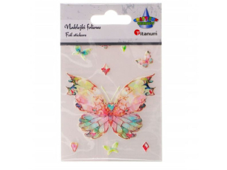 Naklejki foliowe motyl 74x55mm + mix rozmiarw tonacja rowa 9szt.