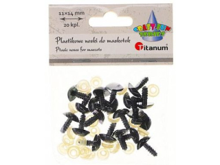Nosy do maskotek plastikowe trjktne 14x11mm z mocowaniem za pomoc zapinki czarne 20kpl.