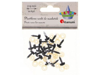 Nosy do maskotek plastikowe trjktne 9x7mm z mocowaniem za pomoc zapinki czarne 20kpl.
