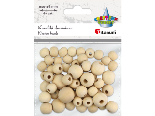Koraliki drewniane okrge O10/12/14/16mm naturalne drewno 60 szt.