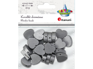 Koraliki drewniane serca paskie 17x17mm srebrne 20g grubo 6mm