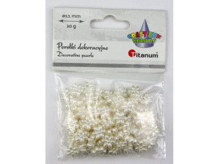 Koraliki pereki plastikowe kwiatki O11mm dziurka O1mm biae 20g