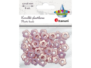Koraliki plastikowe kwiatki O15mm Odziurki 1mm grubo koralika 35mm bladorowe 20g