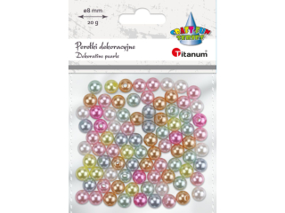 Koraliki plastikowe perełki O8mm mix kolorów pastelowych 20 g