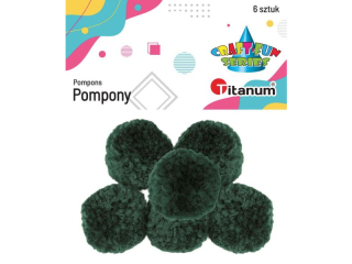 Pompony w��czkowe 3cm 6szt. zielone butelkowe