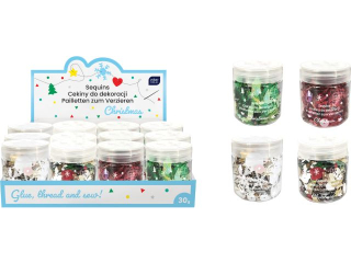 Cekiny do dekoracji 30g Christmas [opakowanie=12szt]
