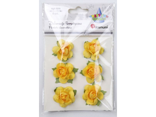 Papierowe r�e na druciku O40mm ��te 6szt. TITWLK26